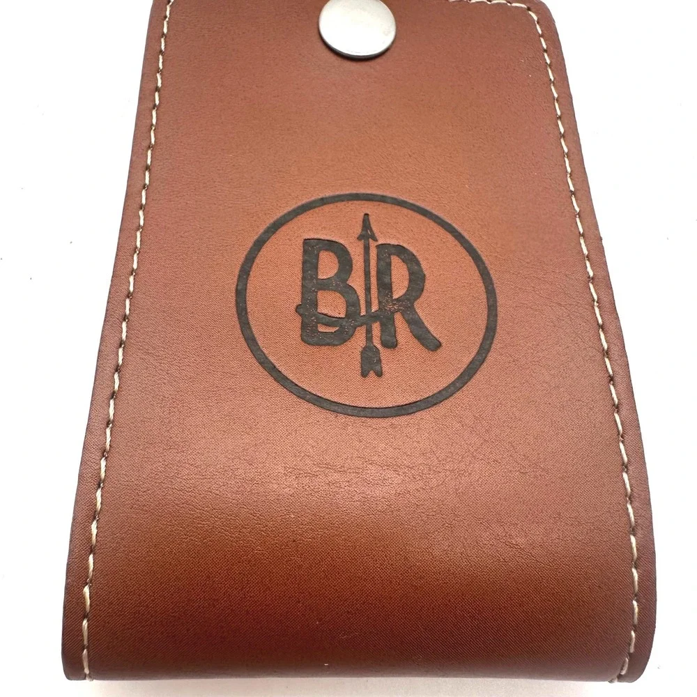 Banana Republic Brown Leather Luggage Tag Heritage BR Logo Travel ID Holder